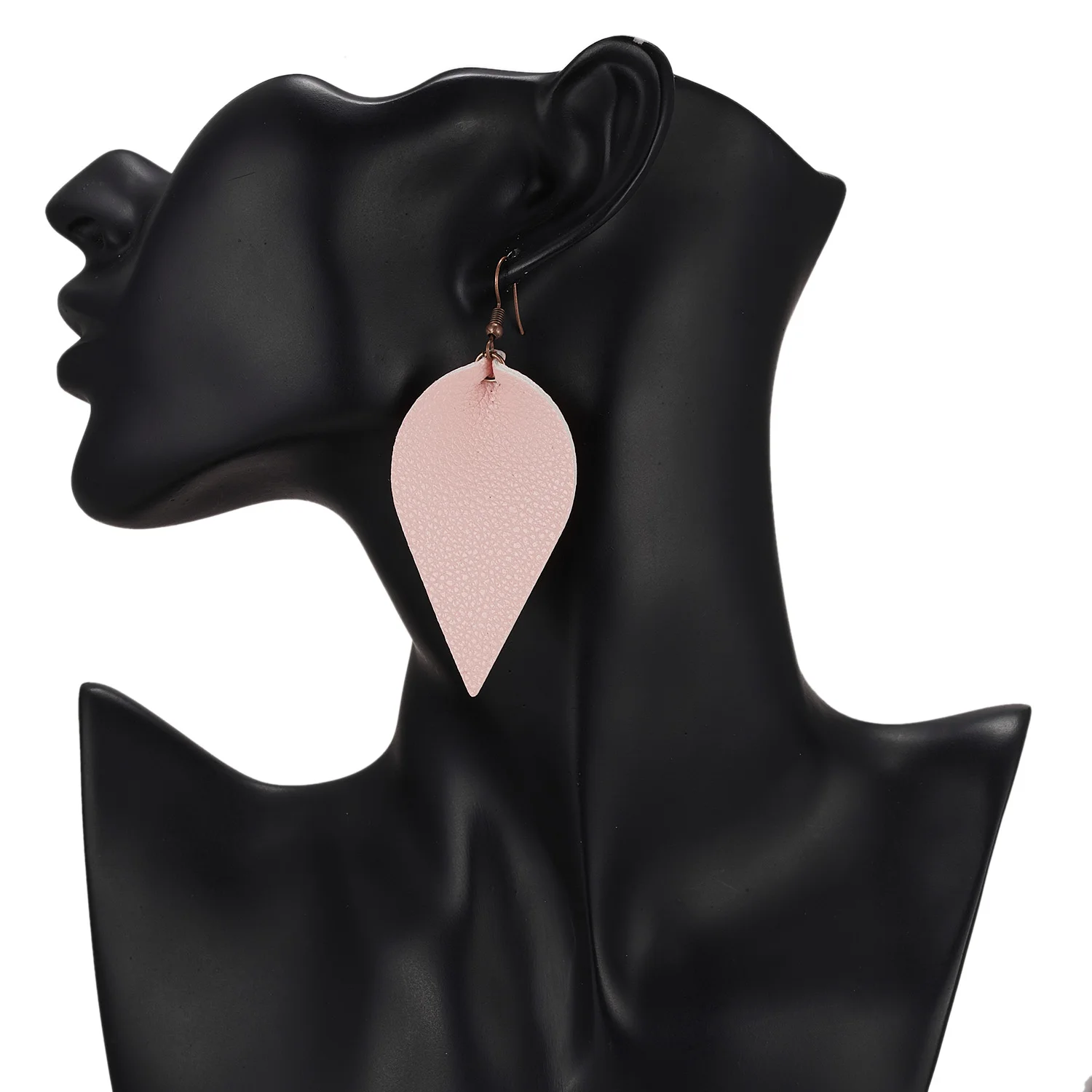 Модный розовый цвет PU кожа длинные в форме слезы Эффектные серьги для модных ювелирных изделий женский Капля воды серьги из кожи
