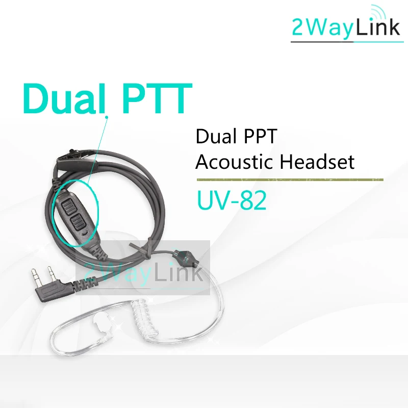 Dual PTT UV-82 Acoustic Headset/Microphone for Plus UV-8 UV82L UV-89 UV-82TP GT-5TP UV-82HP UV-82HX Air Tube Earpiece | Мобильные
