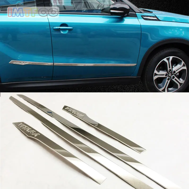 STAINLESS SIDE DOOR BODY TRIM MOULDING STICKER FOR SUZUKI VITARA 2015