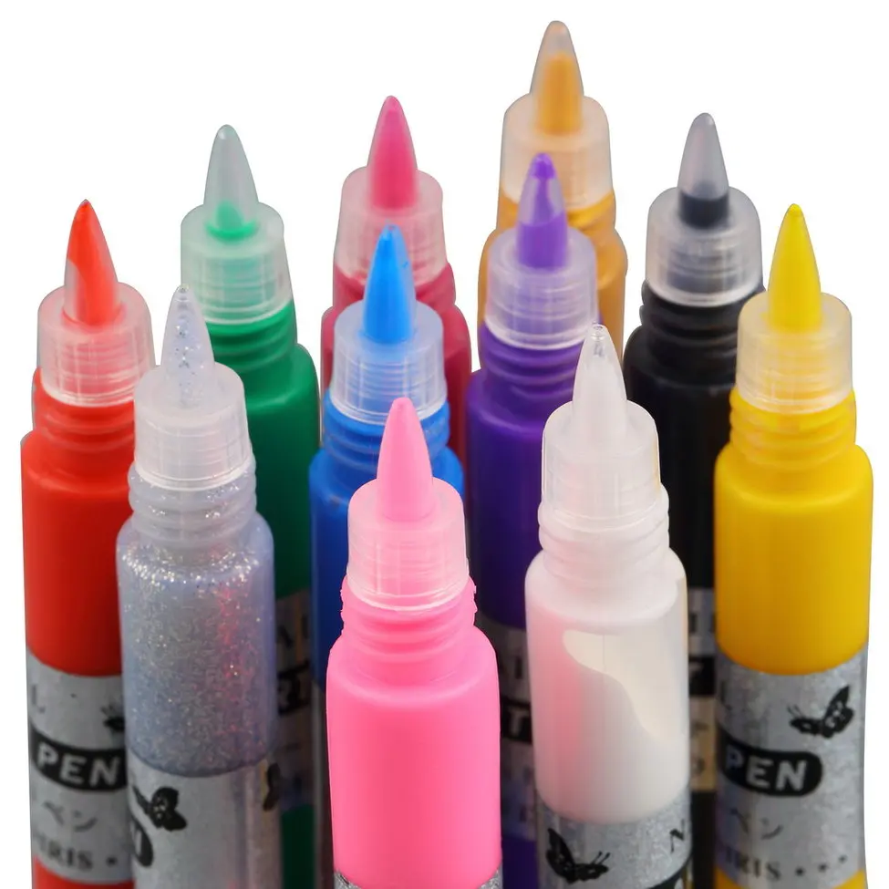 

2pcs 3D Nail Art Polish Painted Pen Liner Painting Pen Carved Pen Kit Set 12 color