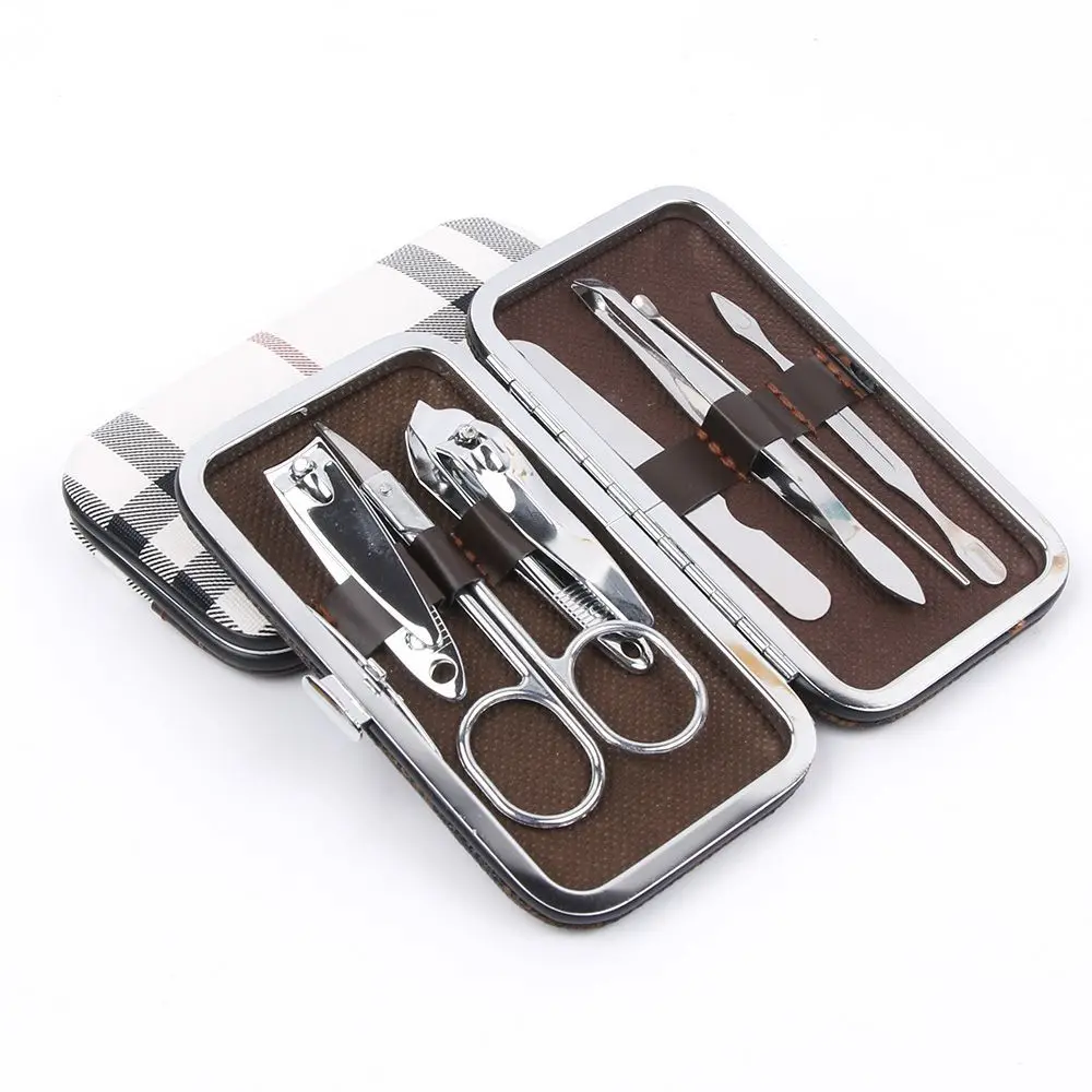 

7pcs Manicure Set and kit Pedicure Scissor Tweezer Knife Ear pick Utility Nail Clipper Kit, Stainless steel Nail Care Tool Sets