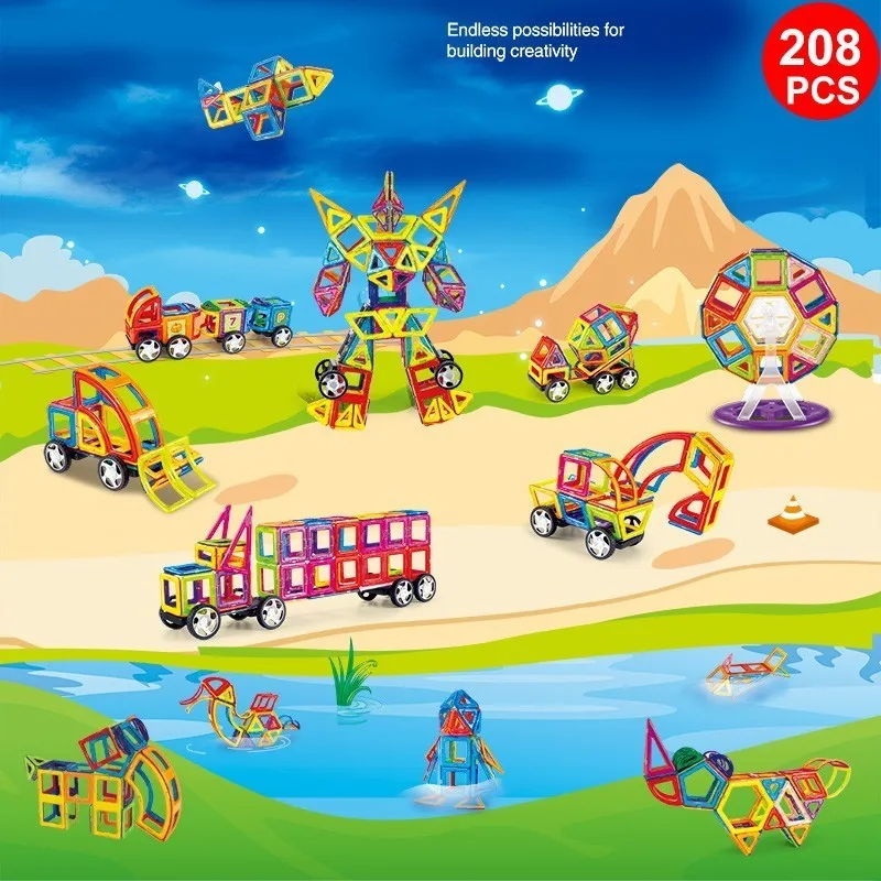 208PCS Magnetic Building Blocks Educational Magnet Toys Building Designer Construction Toy Set For Kids Children Gift 208PCS Magnetic Building Blocks Educational Magnet Toys Building Designer Construction Toy Set For Kids Children Gift