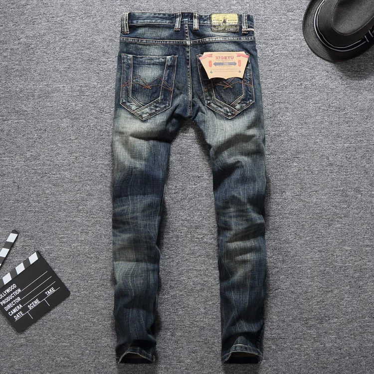 Итальянские винтажные Дизайнерские мужские джинсы высокого качества плотные джинсовые брюки классические 98% хлопковые рваные джинсы