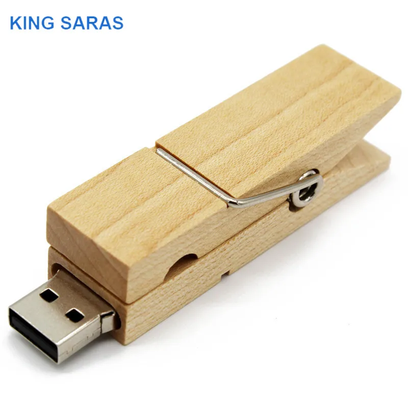 

KING SARAS Maple wood clip 64GB usb flash drive pen drive 4GB 8GB 16GB 32GB usb2.0 pendrive gift u disk