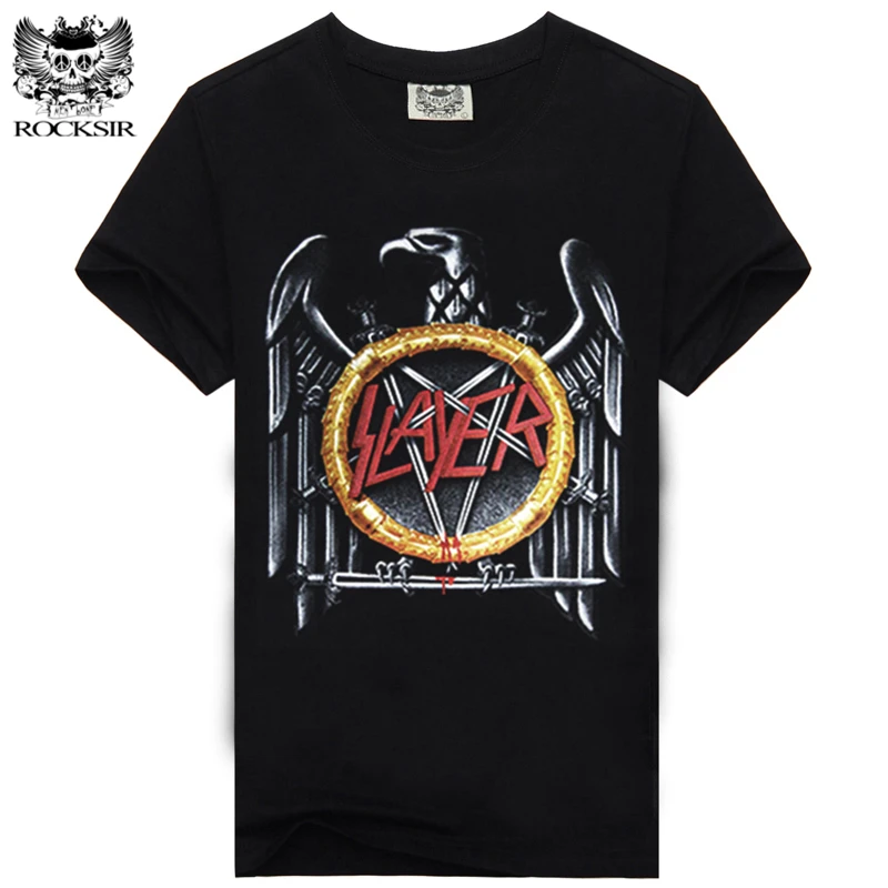 

Rocksir band SLAYER Design men's t shirt high quality Cotton Short sleeve Casual Men rock tops tee Brand Clothing Tees #SFY11