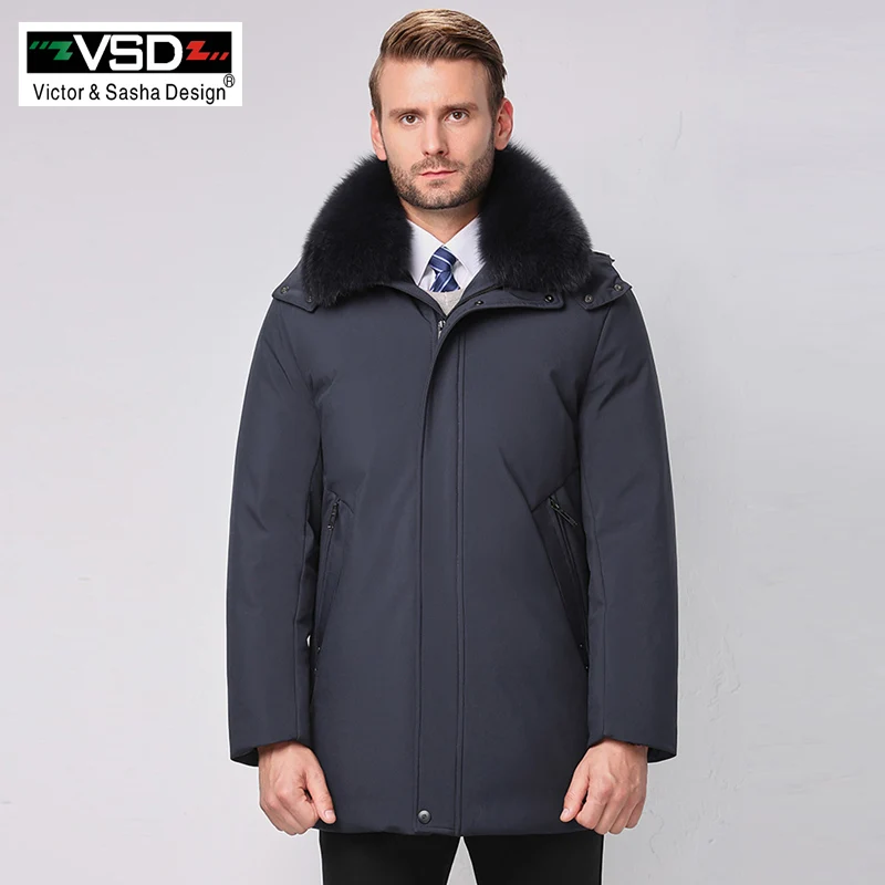 VSD Winter Jackets Men's Warm Down Coat Father Clothing High Quality Parkas Fashion Thickening Turtleneck Windproof Concise V889