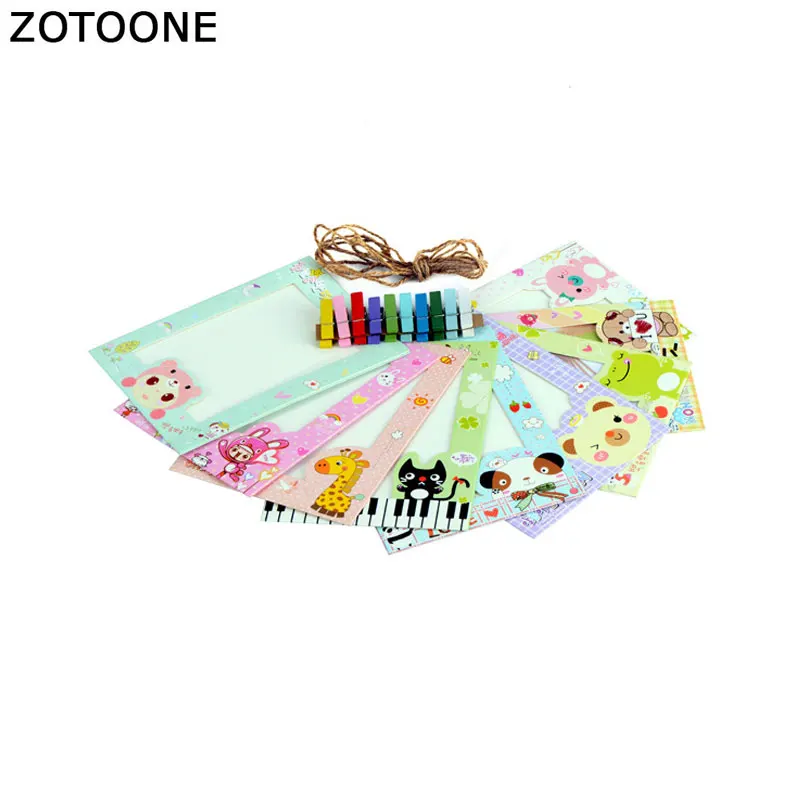 

ZOTOONE 9pcs/set Cartoon Photo Frame Christmas Decorations for Home DIY Hang On Wall Frame Christmas Pendant & Drop Ornaments D