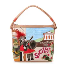 Женская сумка через плечо женская сумка для сумки кожаная Лоскутная Вышивка Braccialini Art римская броня воин