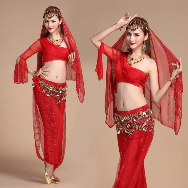 La danse du ventre Costume Rose rouge Polyester Bollywood danse