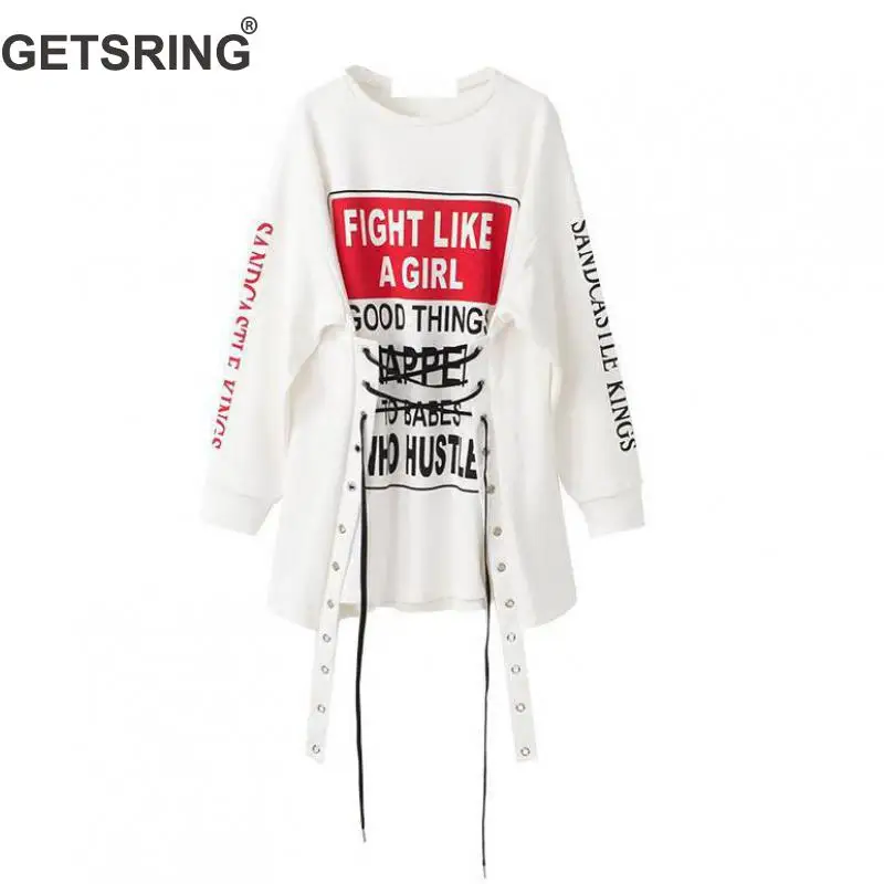 

GETSRING Women Hoodies Irregular Drawstring Letter Color Matching Sweatshirts Coat Asymmetry Patchwork Hoodies Top Sweatshirt