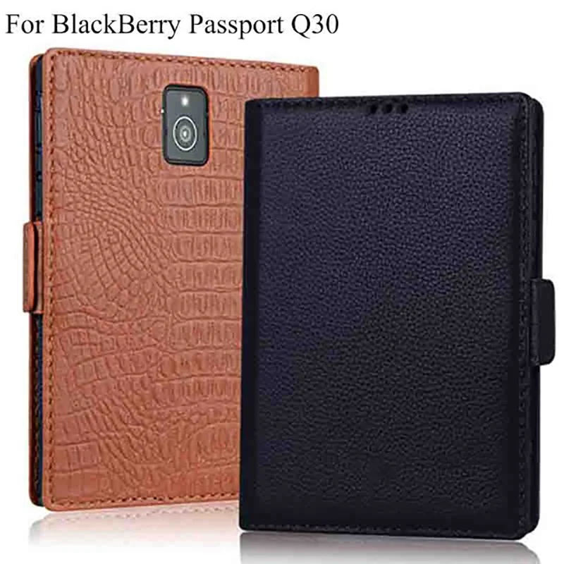 Genuine Leather flip phone Case For BlackBerry Passport Q30 case back