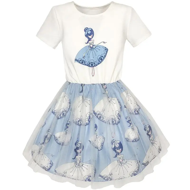 Sunny Fashion платья для девочек платье На танцах Девушка Пачка Короткий рукав Sundress 2020