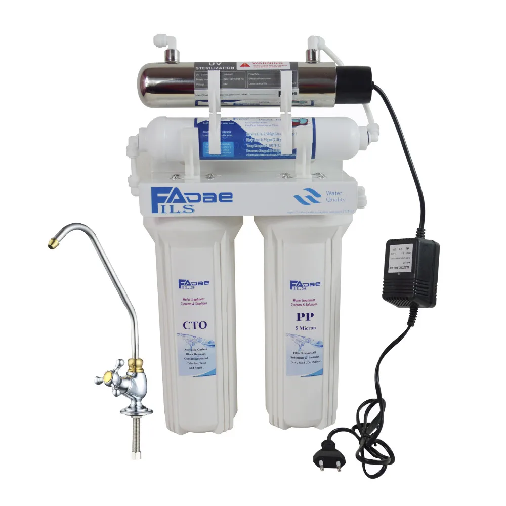 4-этап бытовой под раковиной питьевой воды фильтр с Ультрафиолетовый стерилизатор для бактерий, Кухня использования, Питание: 200-240 В