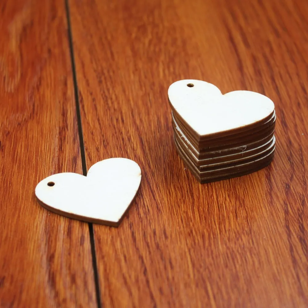 (120pcslot) One hole Unfinished Wooden Heart Key Chain Bulk Cutout Favor Wood Wedding Love Tags 40mm