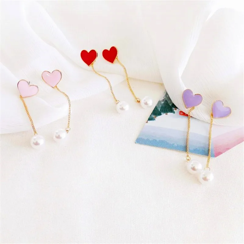 

Fashion Pearl earrings Classic heart stud earrings elegant pearl fashion long heart-shaped tassel earrings for women jewelry