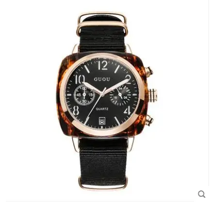 

2019 Fashion Guou Square Unisex Watch Men Ladies Quartz Wrist Watch Casual Leather Reloj Hombre Date Rose Gold Women Dress Clock