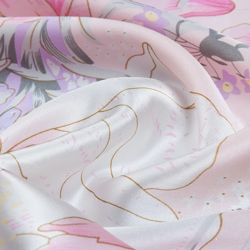 New 100% Mulberry Charmeuse Silk Bedding Set 3PCS Duvet Cover Pillowcase Floral Multicolor Multi Size 3