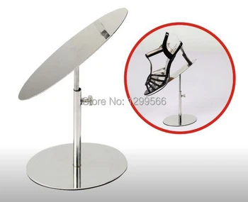 

5pcs Free shipping mirror Stainless Steel Shoe stand shoe tree display rack holder adjustable high heels Shoe display stand rack