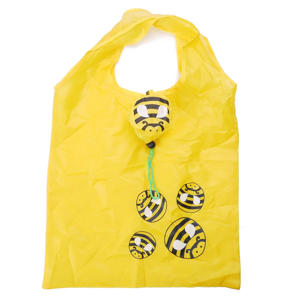 

Fashion Bee bag storage Environment Eco-friendly folding reusable Portable Shoulder handle Bag Polyester for Travel Grocery