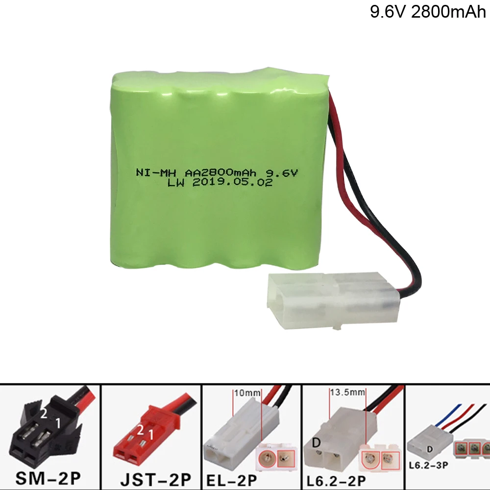 

9.6v 2800mah AA NI-MH X Battery for Electric toy Remote car ship robot L6.2-2P SM-2P JST EL-2P Plug high capacity NiMH batteries