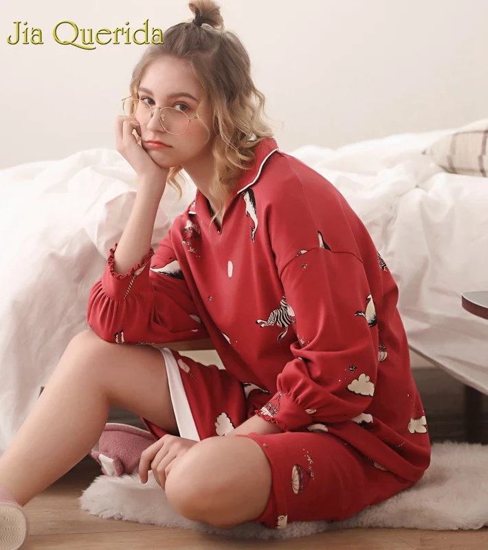 Женская ночная сорочка J&ampQ трендовая одежда для сна с анимационным принтом