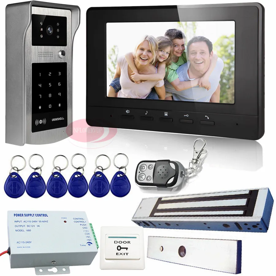 

Access Control Video Door entry Intercom Systems Rfid+Code Unlock Outdoor Unit home Video Intercom+Magnetic Lock For Apartment