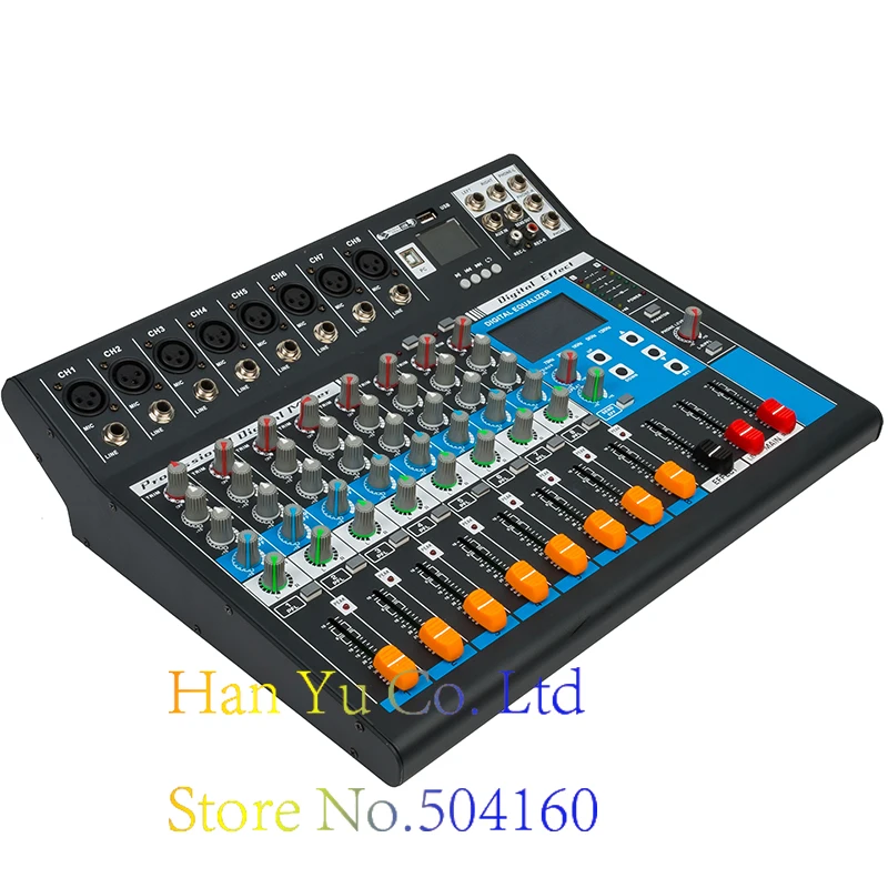 

Professional Karaoke Audio Mixer 8 Channel Amplifier Microphone Sound Mixing Console With USB 48V Phantom Power