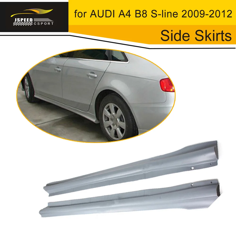 ПУ боковые юбки для AUDI A4 B8 S line 2009 2012 Боковой бампер удлинитель губ