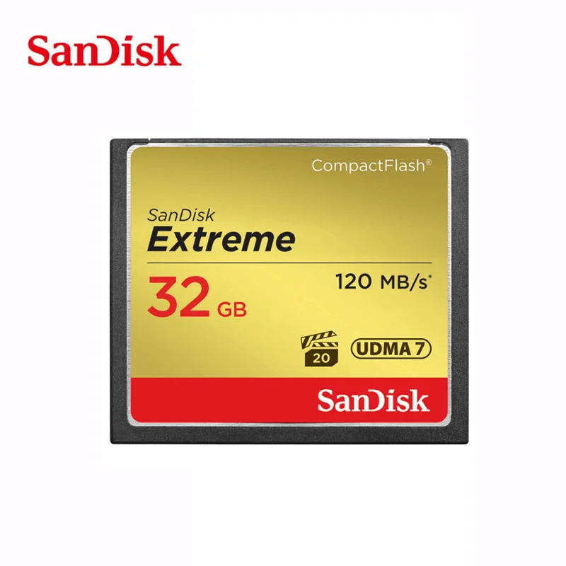 Карта памяти SanDisk CF Extreme, 16 ГБ, 32 ГБ, 64 ГБ, 128 ГБ, компактная флеш-карта, класс 10, 120 м/с, карта CF для 4K и видео Full HD - Емкость: 32 Гб