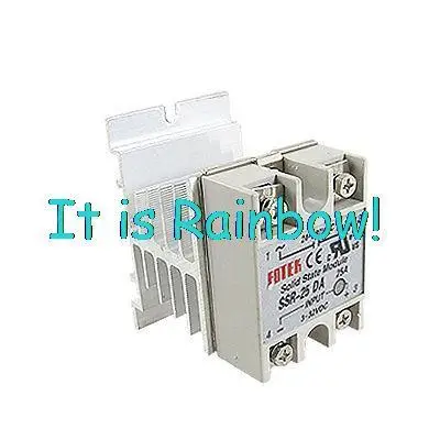 

Free Shipping DC to AC Solid State Relay SSR 25A 3-32VDC 24-380VAC + Heat Sink
