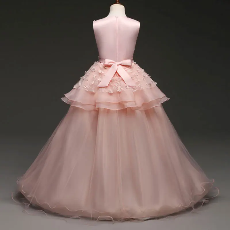 2018 New Elegant Girl Evening Dress Flower Princess Party Kids Dresses For Girls Wedding Gown Long Tulle Prom Children Costumes (1)