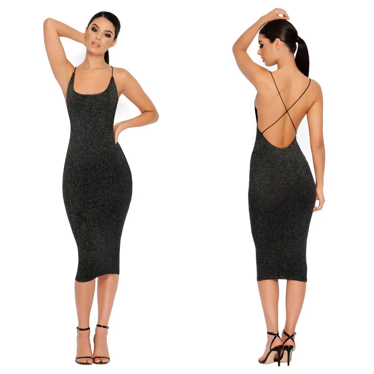 Long sleeve off shoulder bodycon dress Spaghetti strap bodycon maxi dress
