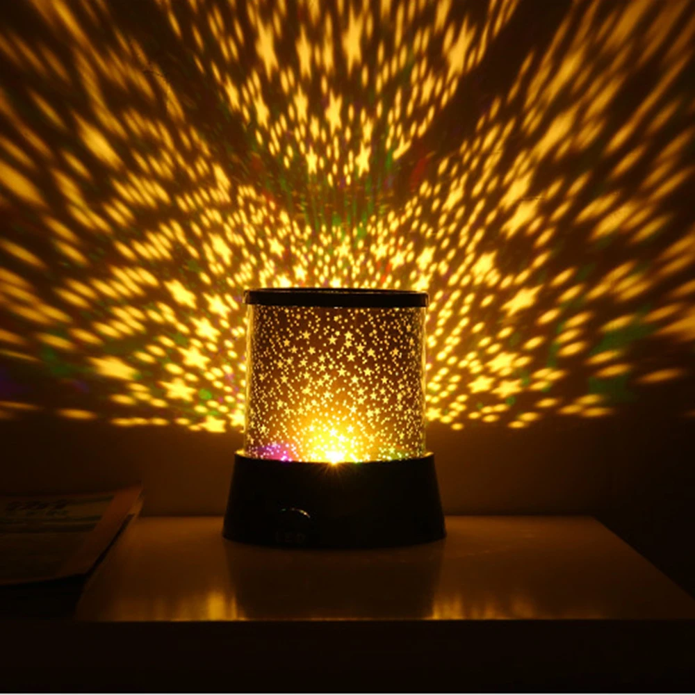 LED Starlight Projection Lamp Battery Powered Round Night Light Romance