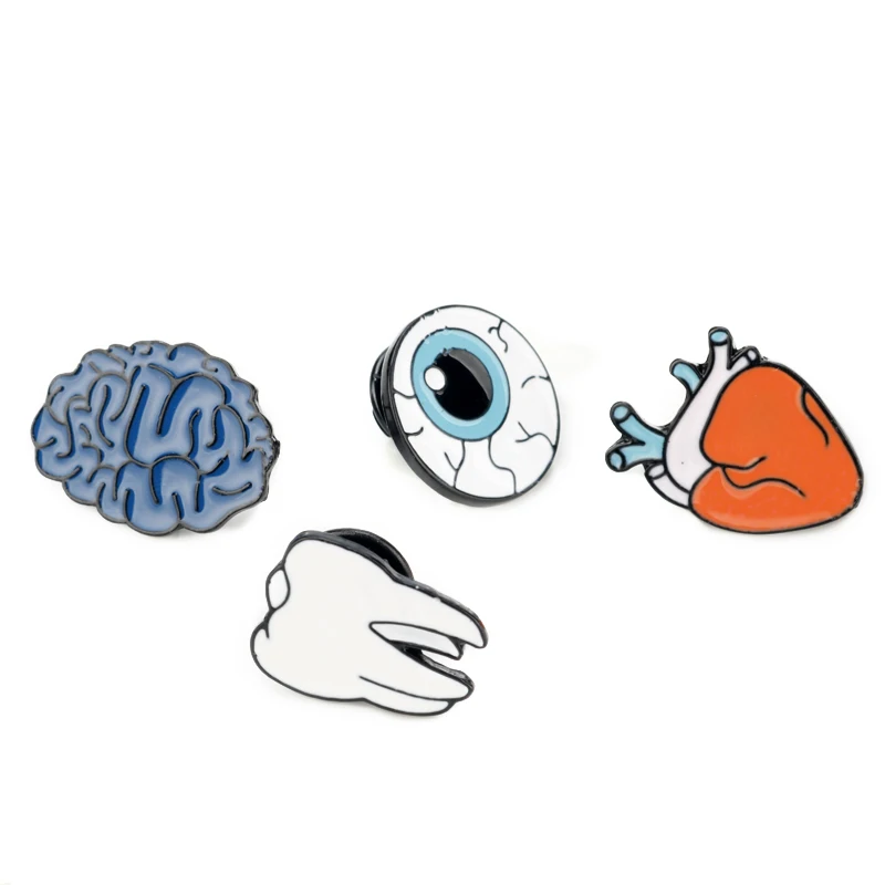 

Cartoon Button Pins Badge Jewelry Enamel Human Body Organs Cute Brain Eye Tooth Heart Brooches For Women Girl Brooch Lapel Pin