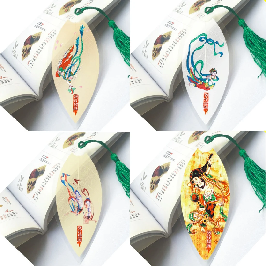 FangNymph Творческий кисточкой Закладка Китайский ветер росписи Коллекционные вещи натуральные листья вены закладки канцелярские