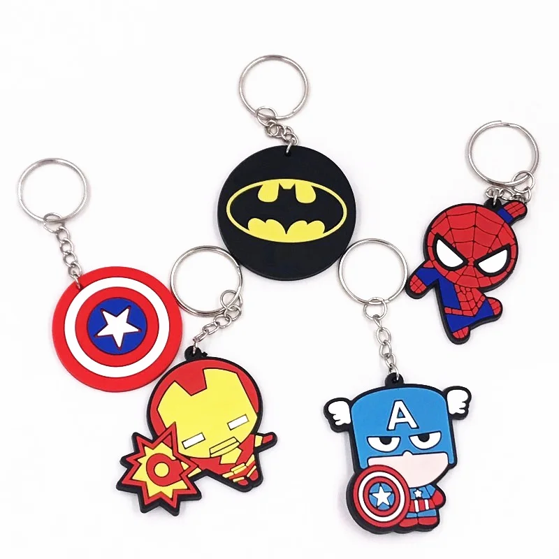 

1Pcs Marvel The Avengers Super Hero Spiderman PVC Key ring Keychains Kids Backpack Accessories Key chains Boys stranger things