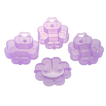 

3-Tier Clear Plastic Stackable Organiser Storage Hobby Craft Box Container Jewellery Case - Purple