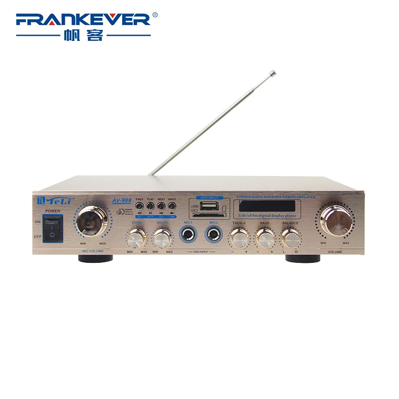

Multifunction Digital Stereo Audio Power Amplifier AMP for Car Home Speaker USB/TF/FM High Quality Subwoofer Amplifier AV-908