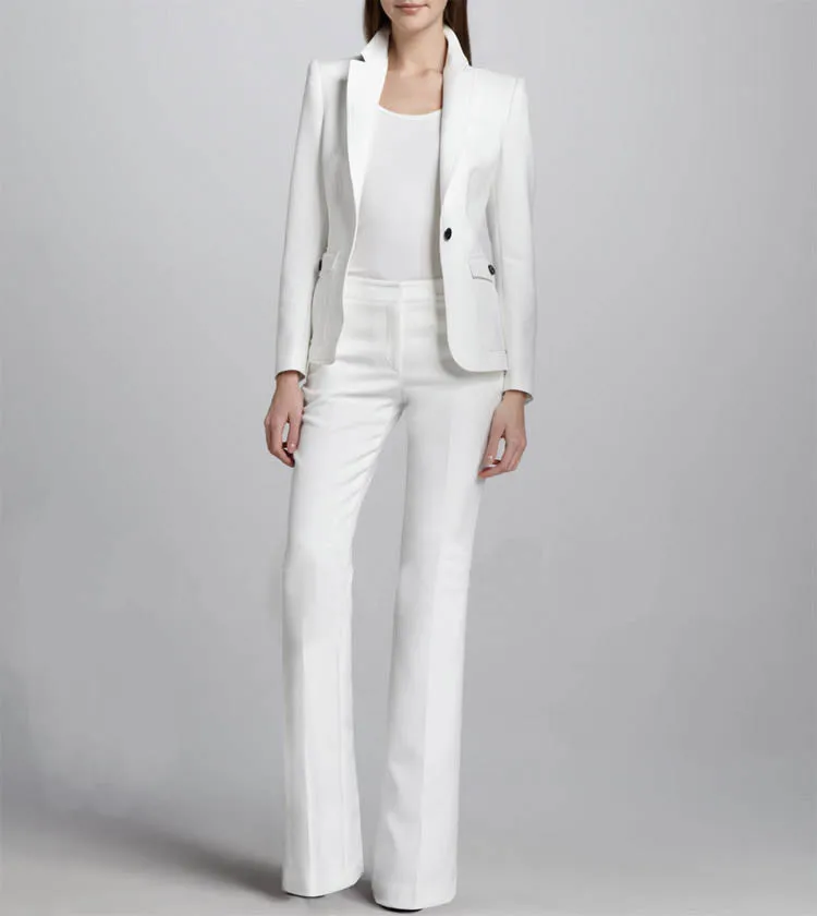 Изготовленный на заказ белый OL стиль с длинными рукавами костюм женский деловой Тонкий костюм на осень и весну