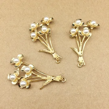 

10pcs 26x46mm pearl flower charm for jewelry making fashion charm earring pendant necklace bracelet charms