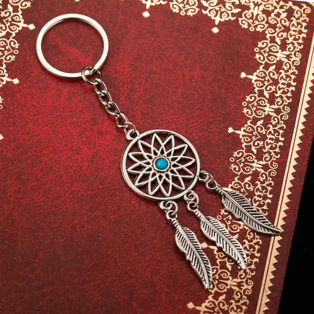 FAMSHIN модный брелок для ключей в виде Ловца снов, серебряное кольцо, перьевые кисточки, брелок вокруг талии, брелок для подарка, новинка