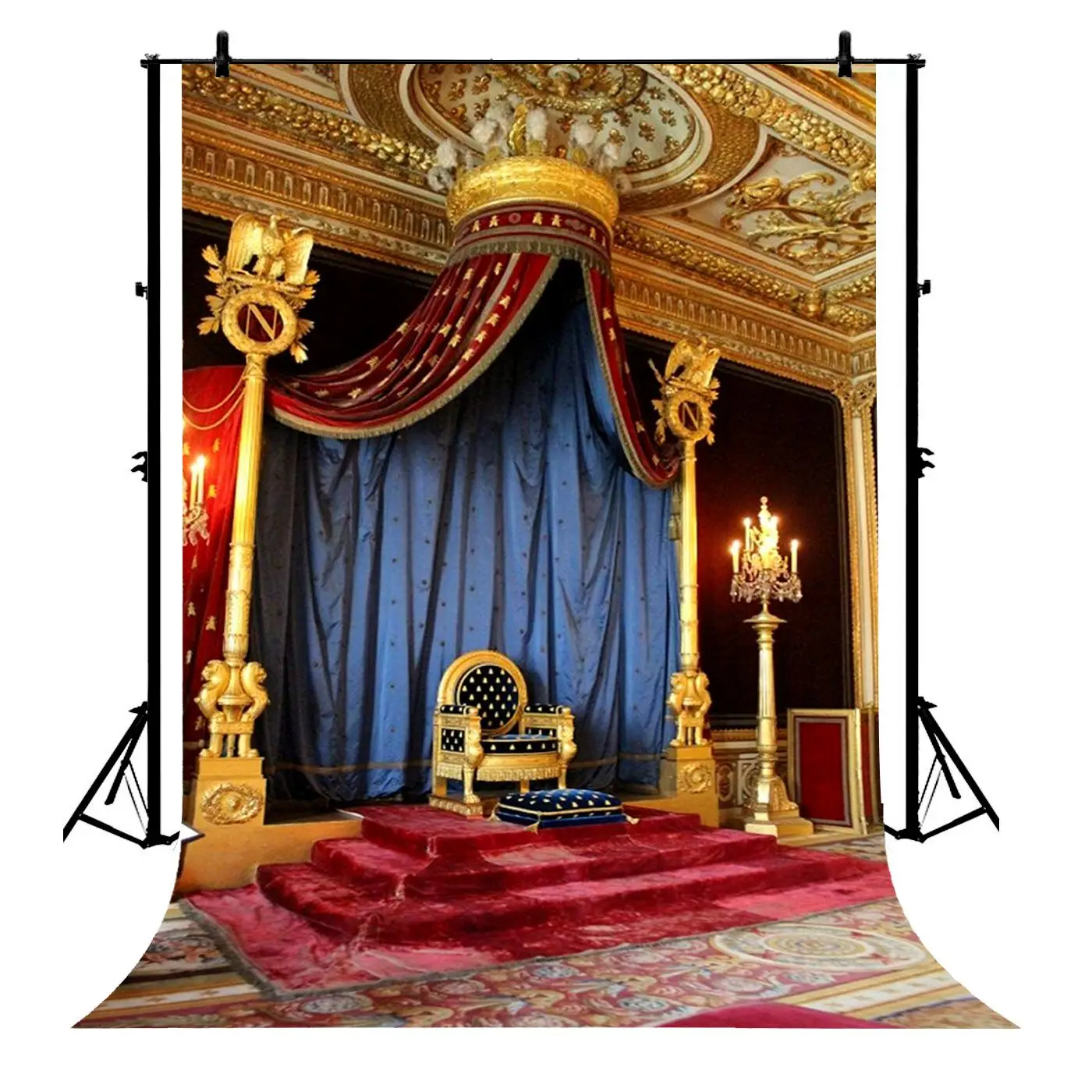 

5x7ft Palace King Throne Candles Party Birthday Polyester Photo Background Portrait Backdrop