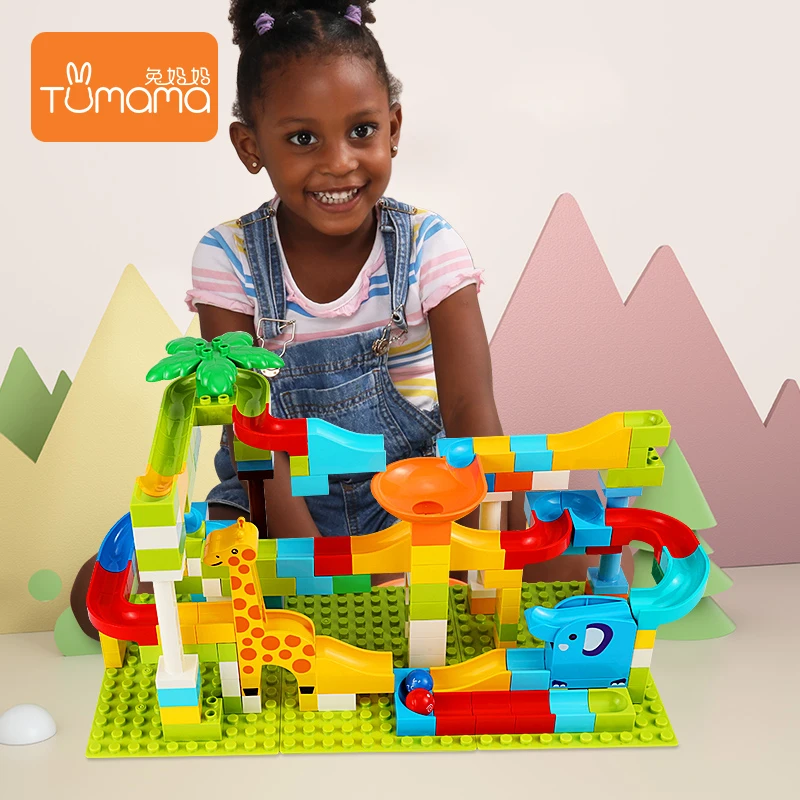 Skup 52 143PCS Marble Race Run Maze Balls Track Building Blocks Jungle Adventure Track cegły zabawki dla dzieci