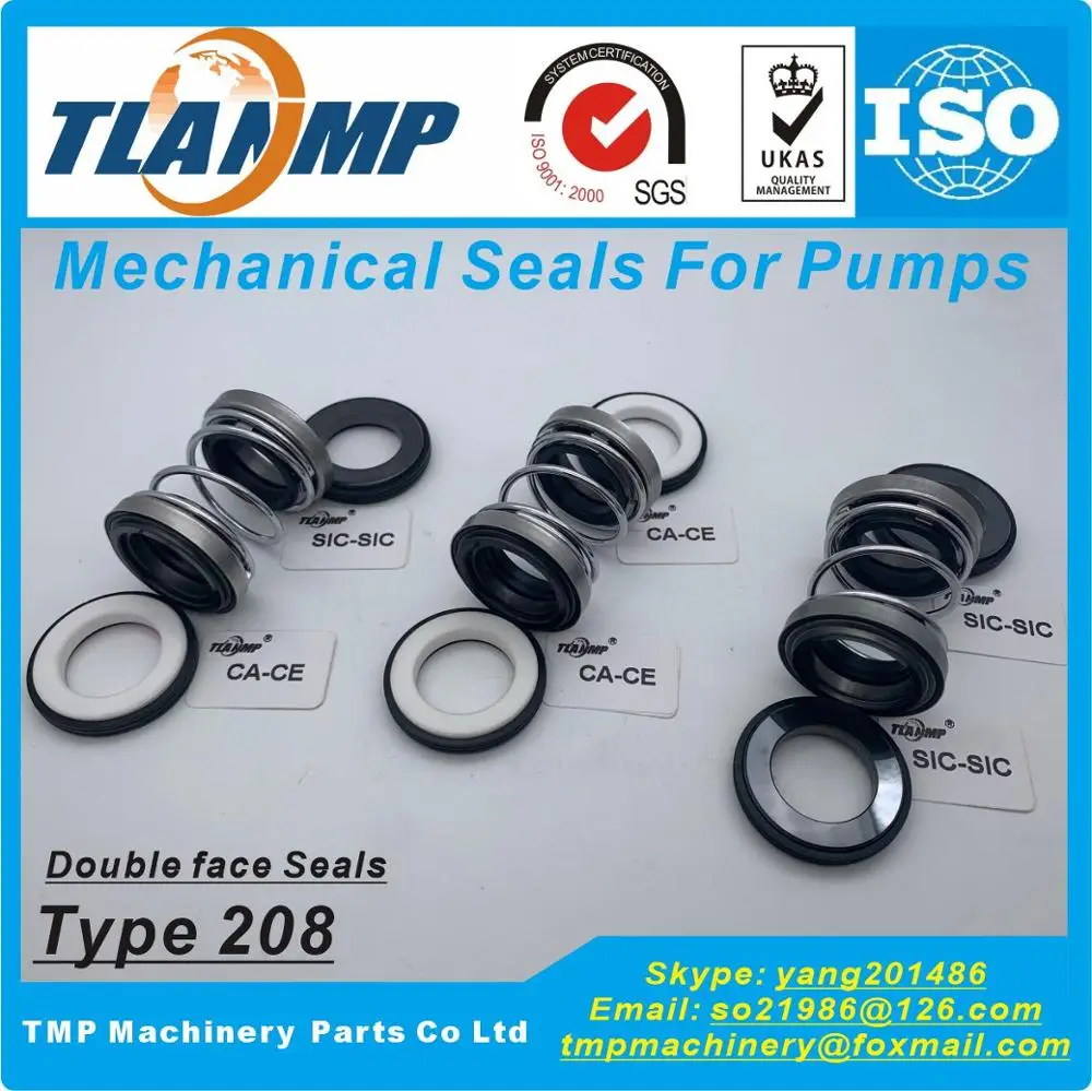 

208-30 Double Face TLANMP Mechanical Seals (Material: CA-CE-NBR, SiC-SiC-Vit, CE-CE-NBR) | Shaft Size 30mm, Outer Size 45mm