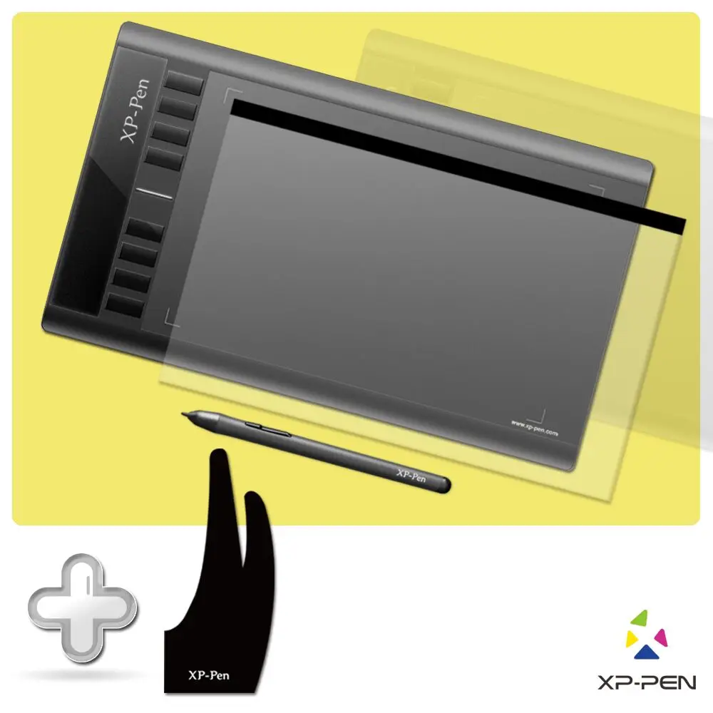 XP-Pen Star03 Графический Планшет Цифровой планшет для рисования Комплект с Перчаткой и Защитной Пленкой
