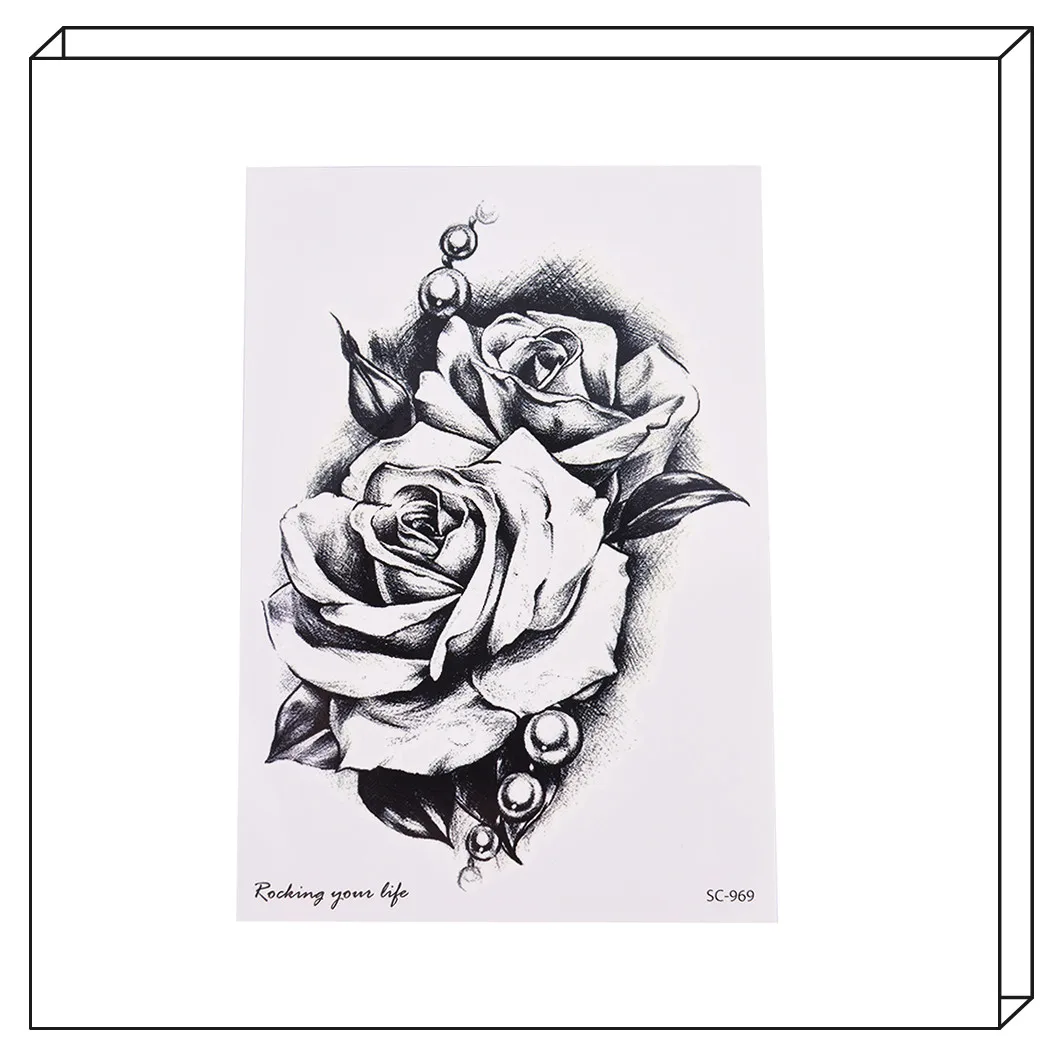 1Sheet Rose Flower Body Art Decal Feminine Hygiene Product Water Transfer Waterproof Temporary Paste for Health Care Supplies