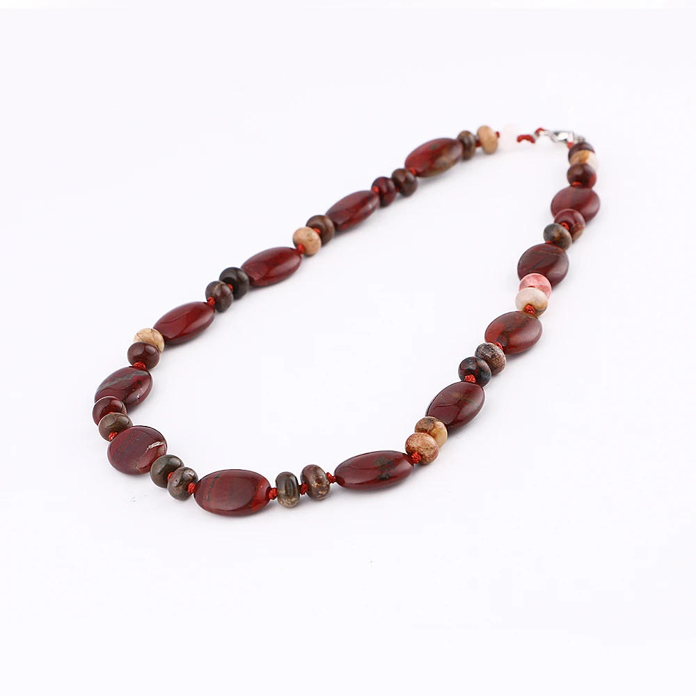 Европейская распродажа винтажное ожерелье из камня бусы с узором красной яшмы