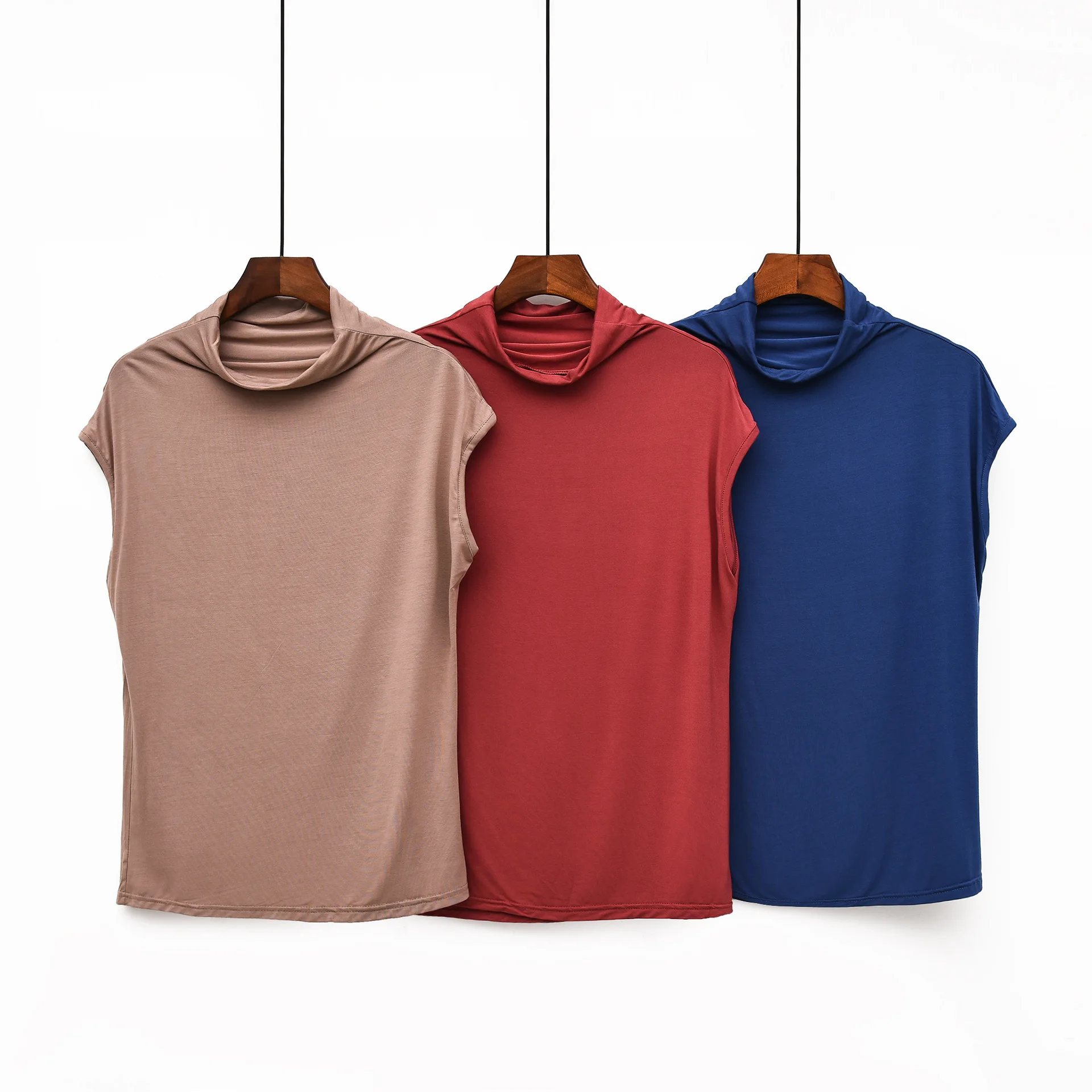 

98% Cotton Summer Solid Color Basic Tees Women High Stretch Slim Fit T-shirts Loose Turtleneck Tops Short Sleeve Korean Fashion