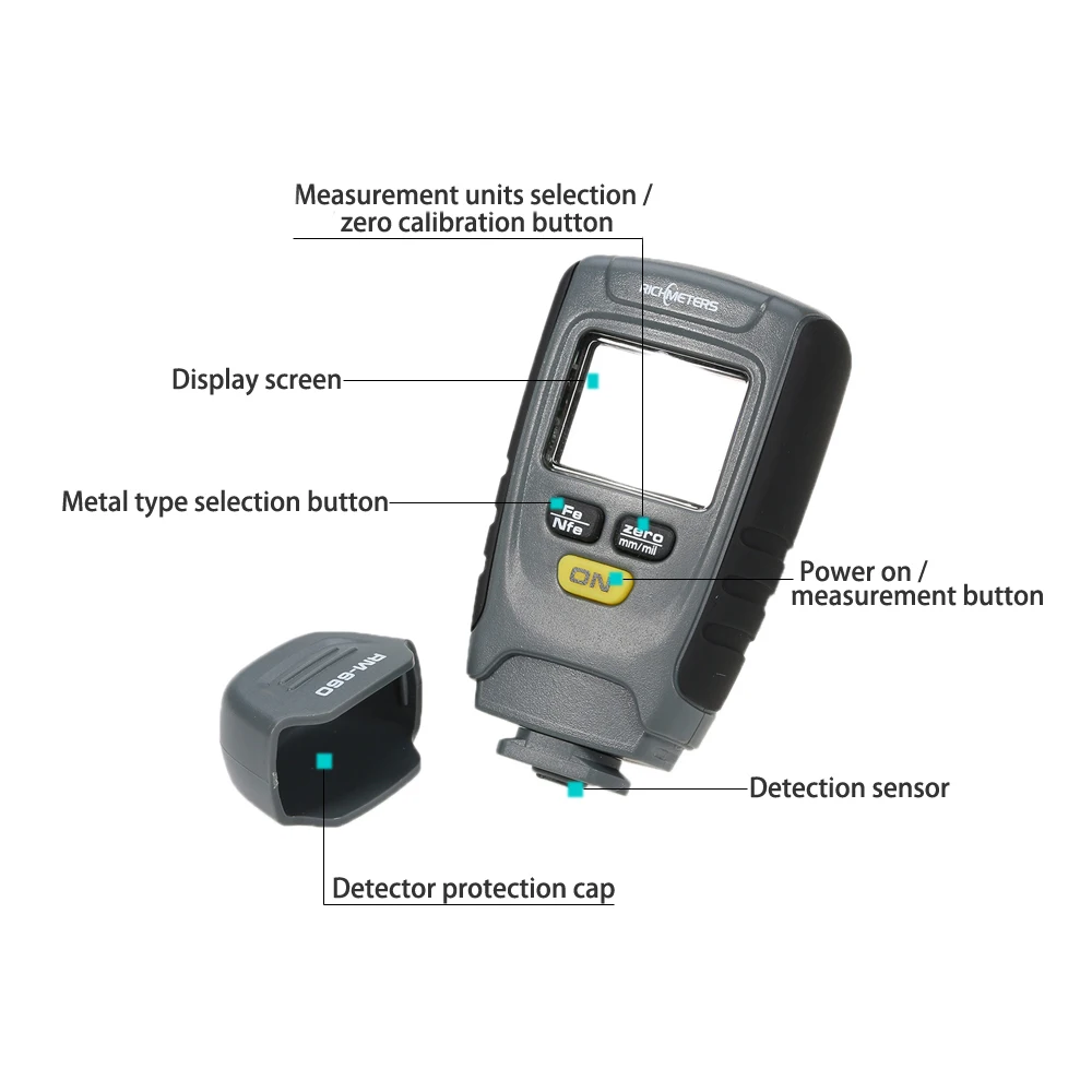 Рихметры RM660 толщиномер покрытия краски цифровой тестер метр инструмент железо алюминиевое основание металлический автомобильный неметаллический