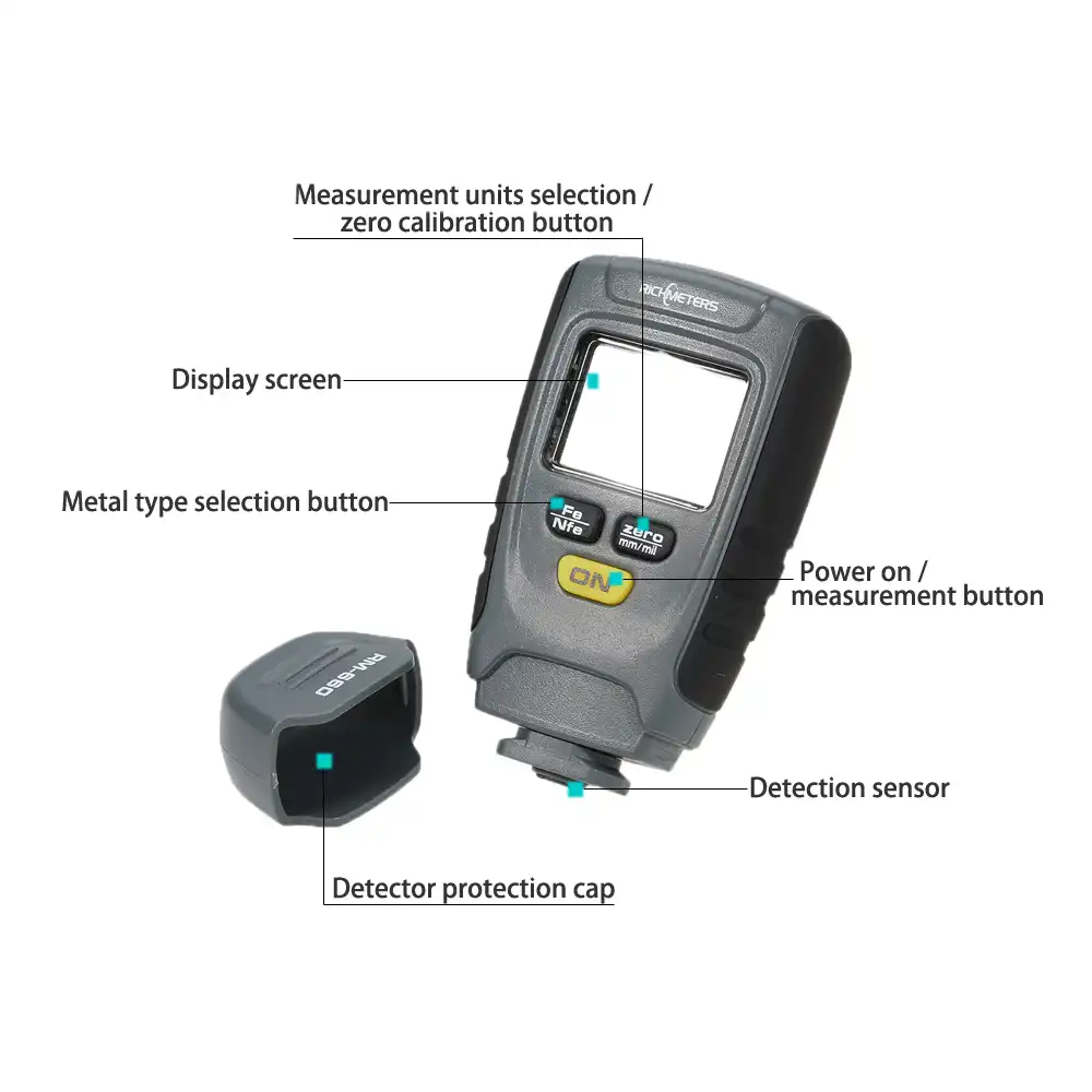 LCD RM660 Digital Auto Car Paint Coating Thickness Tester Measuring Gauge Meter